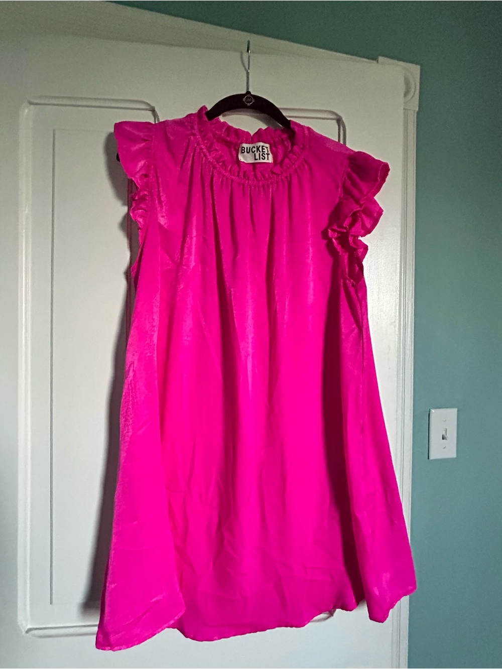 BUCKETLIST Hot Pink Ruffle Sleeve Dress
